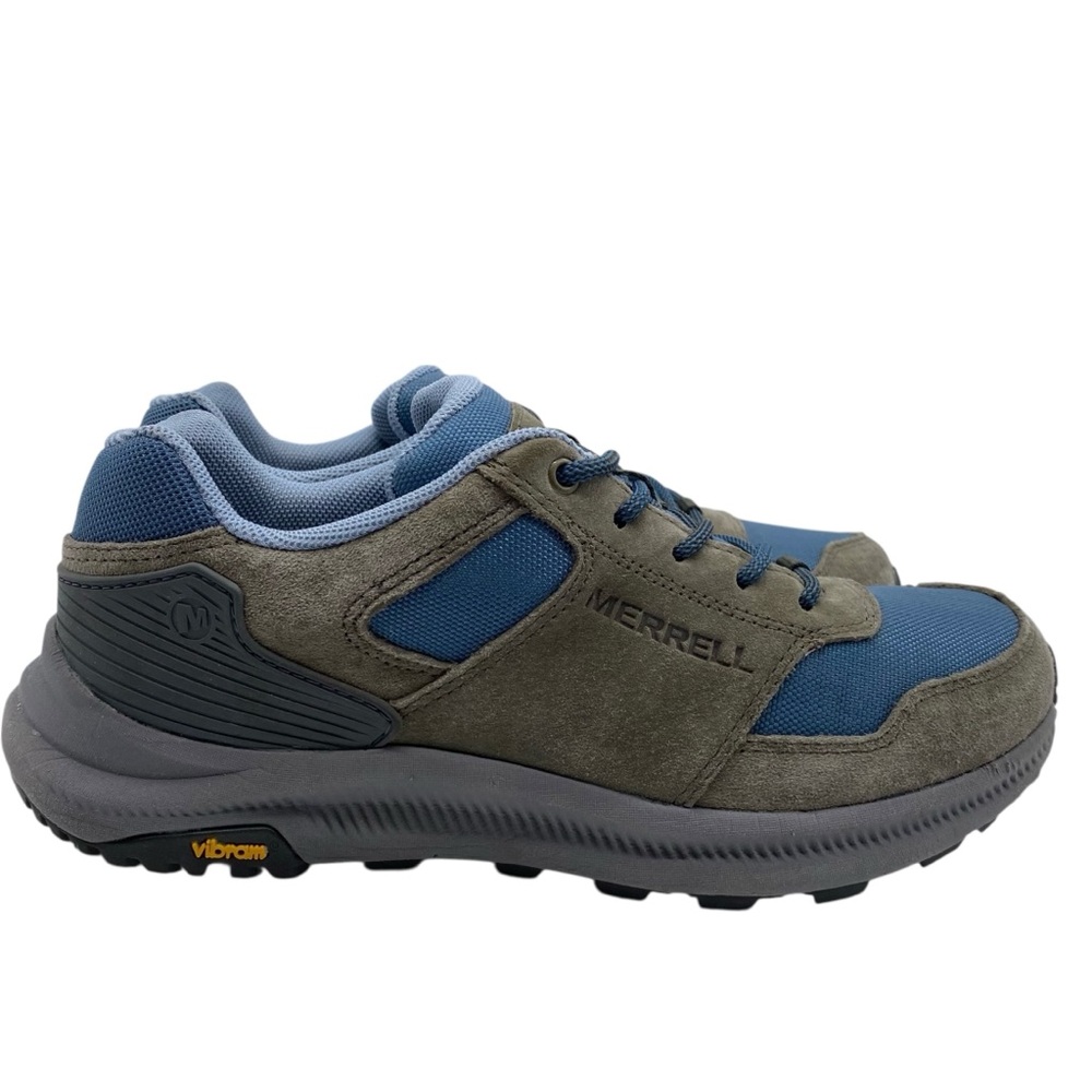 Merrell Womens Hiking Shoes Sz 7.5 Olive Green Blue Suede Low Top Vibram Outdoor - Picture 2 of 13